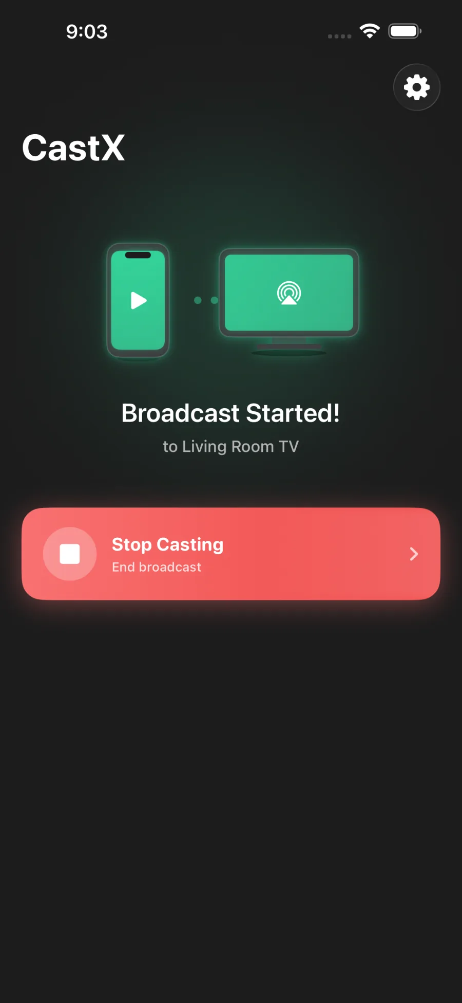 Mirroring for Chromecast: CastX: Active broadcast